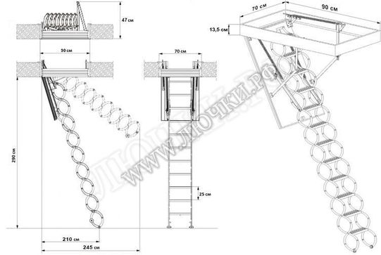 Чердачная лестница Oman Nozycowe Termo 700*900*2900 Чердачная лестница Oman Nozycowe Termo 700*900*2900