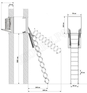 Чердачная лестница Oman Nozycowe Verticale 700*1000*3000 Чердачная лестница Oman Nozycowe Verticale 700*1000*3000